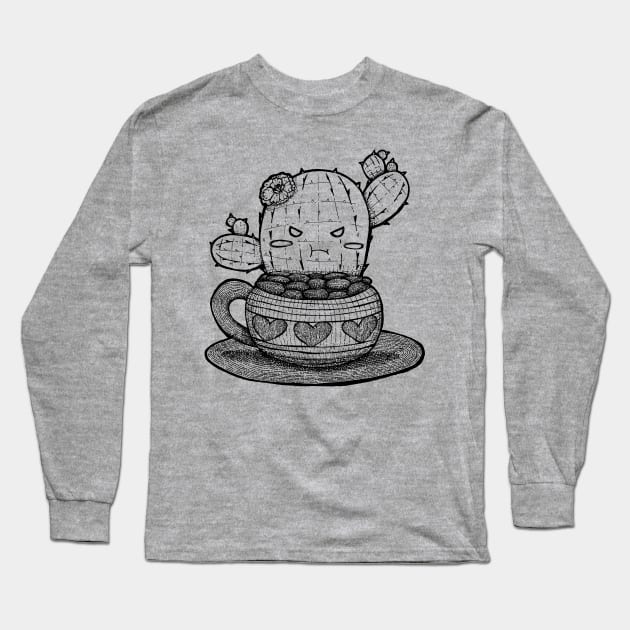 Cute Pouting Cactus Long Sleeve T-Shirt by zarya_kiqo